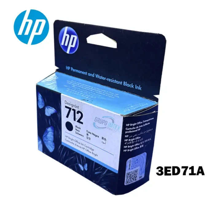 Tinta hp 712a black 3ed71a designjet t210, t230, t250, t630, t650 80ml