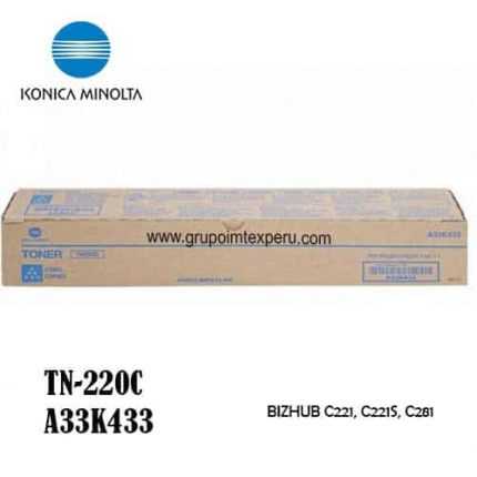 toner konica minolta tn-220c cyan para bizhub c-221 c281 a33k433 rendimiento 25000 paginas