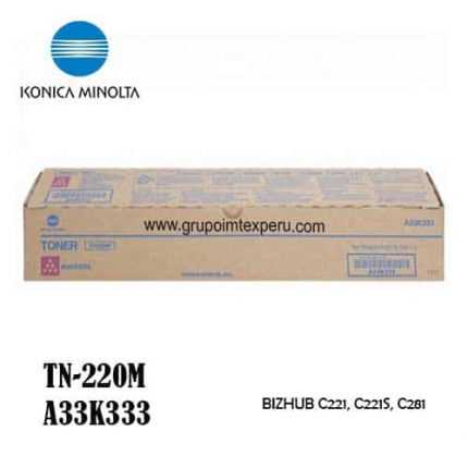 toner konica minolta tn-220m magenta para bizhub c-221 c281 a33k333 rendimiento 25000 paginas