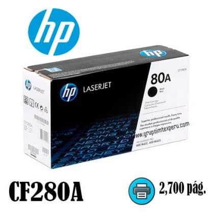 Toner Hp 80A Cf280A LASERJET M401, M425, Rendimiento 2700 páginas