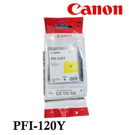 Tinta Canon Imageprograf Tm-200, Tm-205, Tm-300, Tm-305, Gp-200, Gp-300【Pfi-120Y Yellow】Capacidad 130Ml