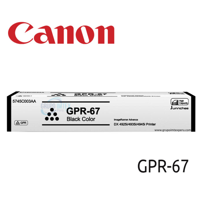 Toner Canon GPR-67 Negro DX 4925i, DX 4935i
